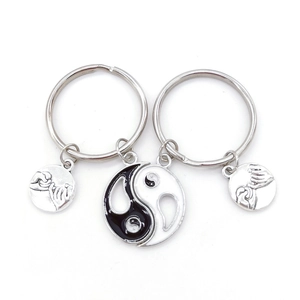 Yin Yang Tai Chi couple keychains with pinky swear gesture charm for best friends