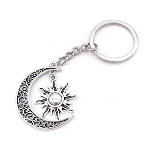 Vintage Zinc Alloy Hollow Moon Keychain With Sun Star Heart Owl Fairy Celtic Knot Charms Bohemian Key Ring For Women Gift