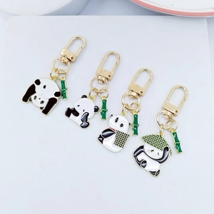 Chinesischer Stil Süßer Panda Bambus Legierung Schlüsselanhänger Emaille Tier Taschenanhänger Für Damen Mädchen Geschenk Schmuck