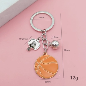 Porte-clés de basket créatif avec charms de ballon et filet pour sacs de sport