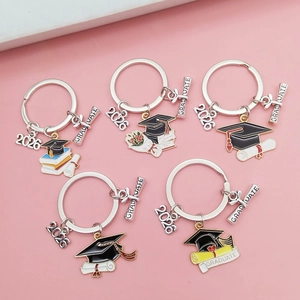 Graduation Keychain Graduation Cap Diploma Book Souvenir Gift Alloy Enamel Metal Keyring Souvenir For Class Of 2026 Student