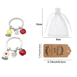 Coffret cadeau avec porte-clés pomme, sac en organza et étiquette en papier kraft