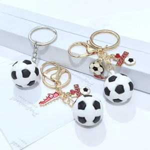 3D Soccer Keychain Sports Ball Pendant With Mini Sneaker And Soccer Plate Creative Gift For Fans Football Souvenir Keyring