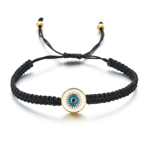 Bracelet œil porte-bonheur tressé à la main avec breloque émaillée bleue ajustable