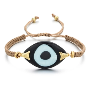 Bohemian Evil Eye Hand Woven Bracelet Adjustable Lucky Protection Jewelry Alloy Resin Greek Nazar Charm Cord Bracelet For Women Men