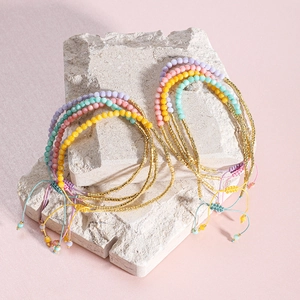 Pulsera de Cuentas Hecha a Mano Bohemia Para Mujer Minimalista Apilable Ajustable Cristal Aleación Joyería Pulsera