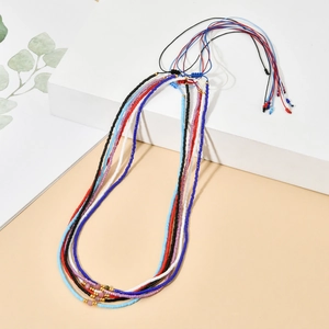 Handmade Colorful Seed Bead Necklace For Women Minimalist Glass Beads Natural Stone Focal Adjustable Choker Boho Jewelry Gift