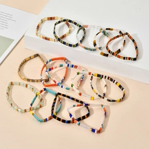 Lot de bracelets extensibles en perles Tila de style bohème vintage pour femmes