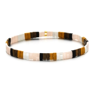Bracelet extensible bohème vintage avec perles carrées japonaises Tila multicolores