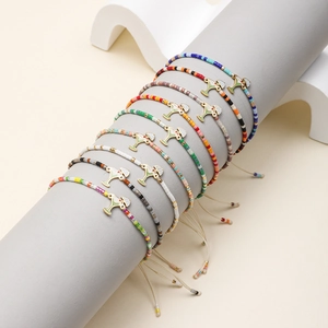 Pulsera Bohemia de Cuentas Miyuki Tejida con Colgante de Aleación de Copa de Cóctel Esmaltada Joyería Ajustable para Mujer