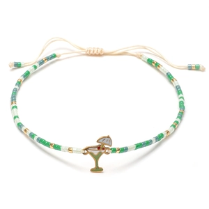 Pulsera de cuentas MIYUKI con colgante de cóctel y cordón tejido ajustable para verano