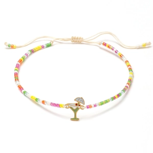Pulsera MIYUKI hecha a mano con cuentas coloridas y amuleto de cóctel para vacaciones de playa