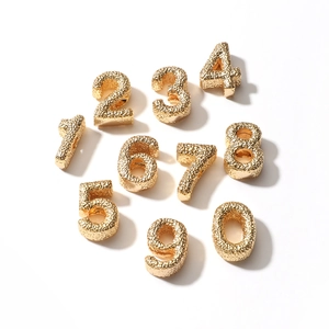 Cuentas de Números de Cobre Chapadas en Oro para Creación de Joyas Textura Martillada DIY Accesorios para Pulseras Collares 0-9