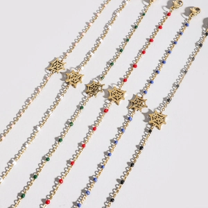 Halloween spider web charm bracelet with colorful beads and adjustable gold link chain