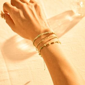 Bohemian Stainless Steel Natural Stone Beads Stackable Bracelets For Women Handmade Gold Plated Layered Jewelry Gifts