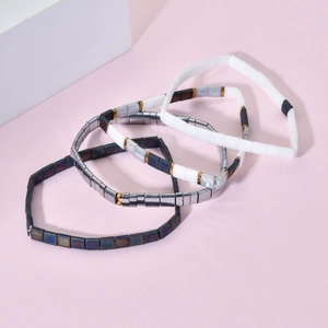 Ensemble de bracelets en perles Tila avec motifs métalliques et marbrés pour femme