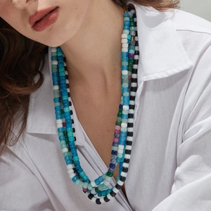 Bohemian Handmade Colorful Beaded Necklace With Adjustable Rope Chain Vintage Ethnic Sweater Chain For Women Jewelry