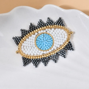 Handmade MIYUKI seed bead Evil Eye charm for Bohemian style jewelry necklaces