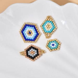 Handmade Miyuki seed bead Evil Eye charms for DIY jewelry making in multiple shapes