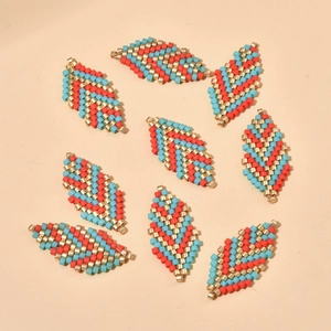 Bohemian Hand Woven Glass Seed Bead Feather Leaf Arrow Charms For DIY Jewelry Making Necklace Earring Finding Accessories