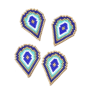 Set of 4 handmade MIYUKI glass bead Evil Eye waterdrop charms for DIY jewelry