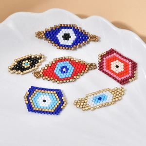 Handmade MIYUKI bead Evil Eye charms in various shapes with golden borders for jewelry DIY