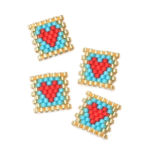 Ciondoli in Perline di Vetro Miyuki Fatti a Mano Cuore Rosso Malocchio Accessori per Creazione Gioielli Fai Da Te Bracciale