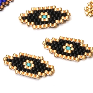 Handmade Miyuki bead woven Evil Eye jewelry charms in diamond shape for DIY crafts