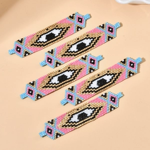 Handmade MIYUKI seed bead bracelets with bohemian evil eye patterns in various colors