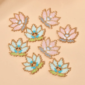 Perline di Vetro Miyuki Fatte a Mano Loto Fiore Fai da Te Accessorio per Gioielli Collana Bracciale Ciondolo Decorativo