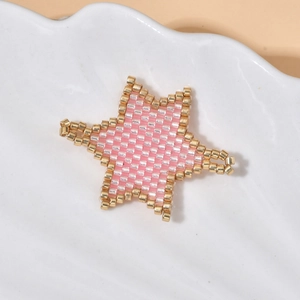 Ciondolo a stella in perline MIYUKI rosa e bianche con bordo oro e anelli per gioielli DIY