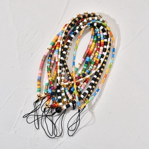 Fashionable candy-colored beaded phone lanyard with high-saturation resin beads and gold accents