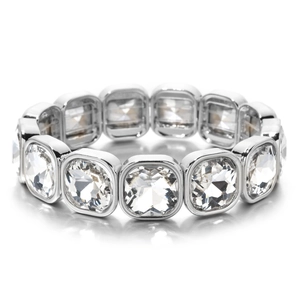 Elegante verzilverde armband met grote vierkante kristallen in een klassieke zetting
