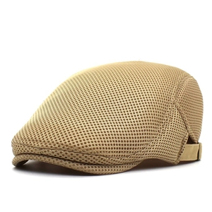 Breathable Mesh Flat Cap For Men Vintage Ivy Newsboy Hat Summer Sun Protection Adjustable Beret For Outdoor Casual Daily