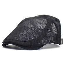 Side view detail of black mesh baseball cap showing breathable texture and metal buckle