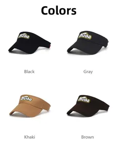 Detailed grid showing four color options for cotton sun visors with letter embroidery