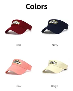 Detailed comparison of four adjustable cotton sun visors in red, navy, pink and beige