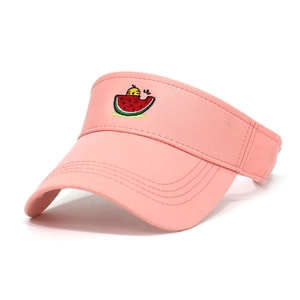Visière de soleil rose en coton avec broderie pastèque et poussin pour activités d'été