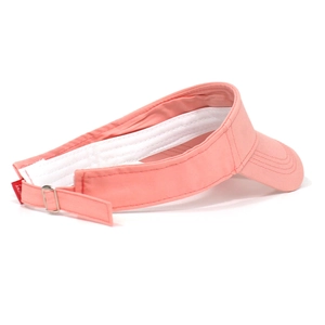 Vue arrière de la visière rose montrant la sangle élastique et la boucle en métal argenté