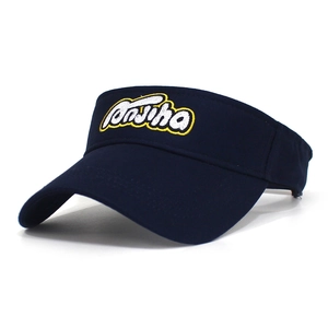 Adjustable navy cotton sun visor hat with yellow 3D embroidered Fanjia logo