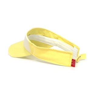 Detail of adjustable cotton sun visor with contrast trim and inner sweatband