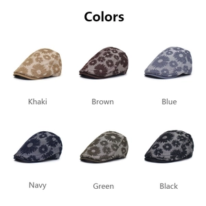 Multiple color options for floral cotton flat caps with vintage daisy patterns