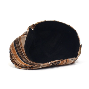Berretto piatto classico a righe con motivo a scacchi marrone regolabile unisex