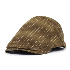 Béret classique marron foncé à rayures pour hommes et femmes avec visière solaire