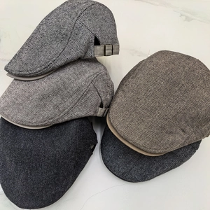 Vintage British Herringbone Newsboy Cap Men Women Cotton Winter Warm Flat Cap Adjustable Beret Artist Hat Casual Headwear