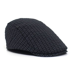 Detailed view of the plaid texture and stitching on this quick-dry summer flat cap