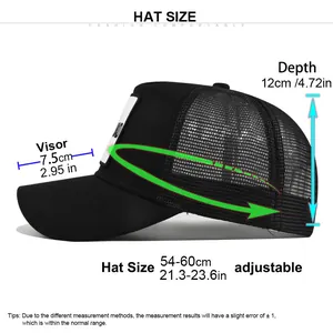 Verstellbare GLRL DAD bestickte Mesh Baseballkappe mit detaillierter Größentabelle