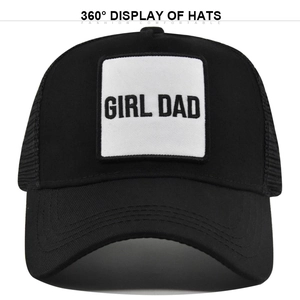 Cappellino trucker nero Girl Dad ricamato con rete traspirante per l'estate