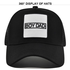 Casquette trucker classique noir et blanc avec broderie Boy Dad et maille respirante