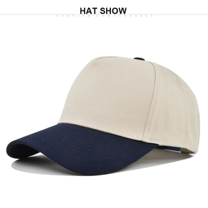 Klassische zweifarbige Baseballkappe mit cremefarbener Krone und marineblauem Schirm